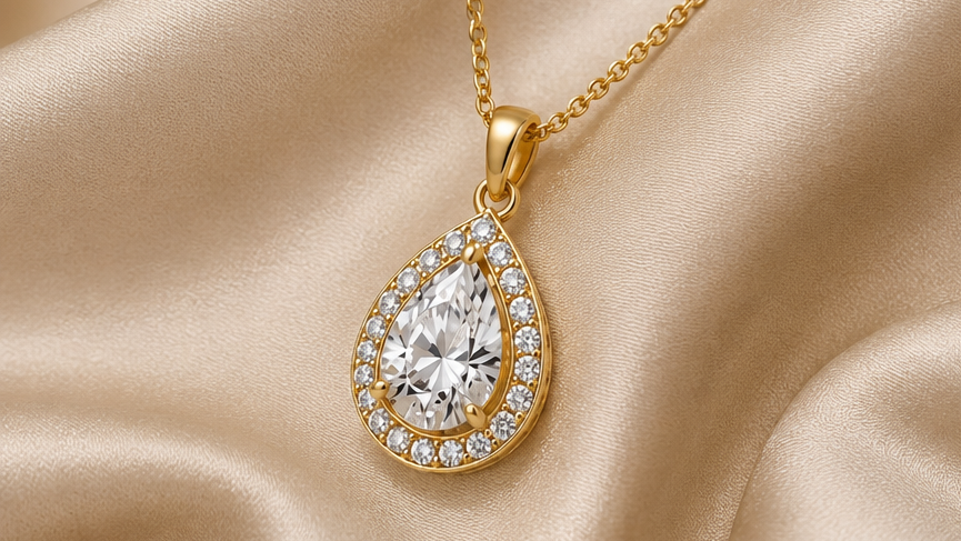 Aurora 18K Gold Pear-Cut Diamond Pendant Necklace