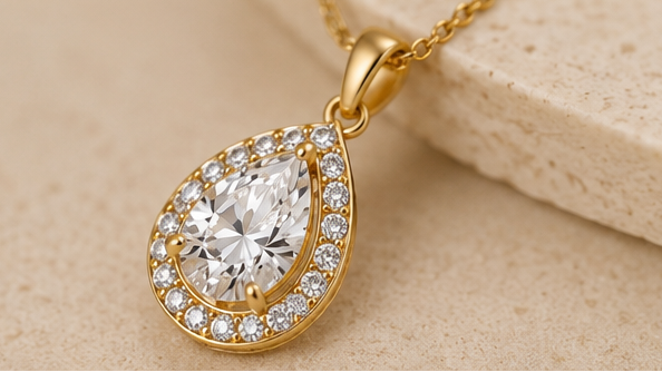 Aurora 18K Gold Pear-Cut Diamond Pendant Necklace