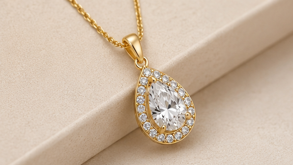 Aurora 18K Gold Pear-Cut Diamond Pendant Necklace